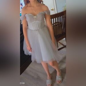 Elegant Off-Shoulder Gray Dress